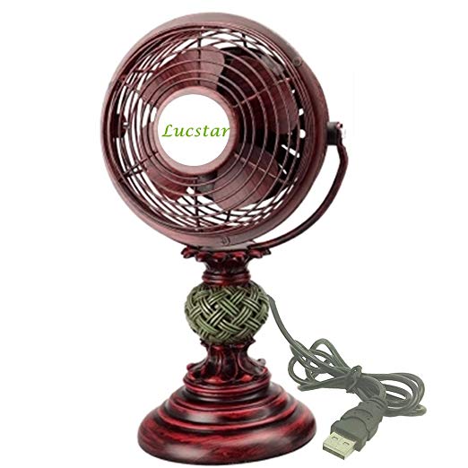 Lucstar Retro USB Fans Personal Vintage Table Desk Art Decoration for Office Home Bedroom Business Gift, Quiet Design 4 Inch
