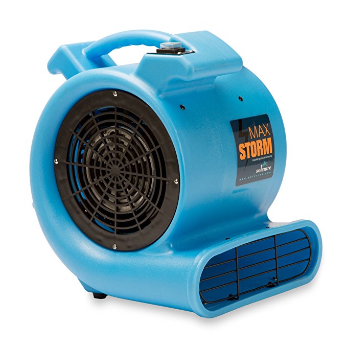 Soleaire Max Storm 1/2 HP Durable Lightweight Air Mover Carpet Dryer Blower Floor Fan for Pro Janitorial, Blue