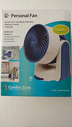 Comfort Zone 4 Inch Personal Fan - Blue