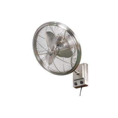 Wall Mount Fan Full Oscillation 18 in. Decorative Cage Bentley II Brushed Nickel, Ideal for Indoor and Outdoor Use