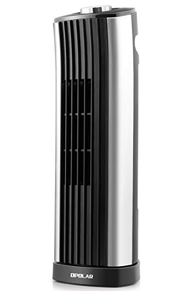 OPOLAR Mini Oscillating Tower Fan, Quiet Personal Desktop Cooling Fan, 14 Inch, Ultra-Silm, 2 Settings, Ideal for Indoor Office Home Desk Use, 120V