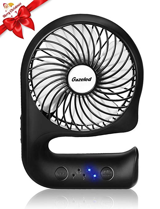 Gazeled Portable Rechargeable Small Handheld Fan, Mini USB Personal Desk Fan with 2200mAh Power Bank, 3 Speed for Traveling,Fishing,Camping,Hiking,Backpacking,BBQ,Baby Stroller,Picnic,Biking,Boating