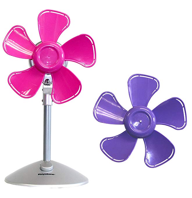 Keystone KSTFF100APK Flower Fan with Interchangeable Heads, 10-Inch, Purple/Pink