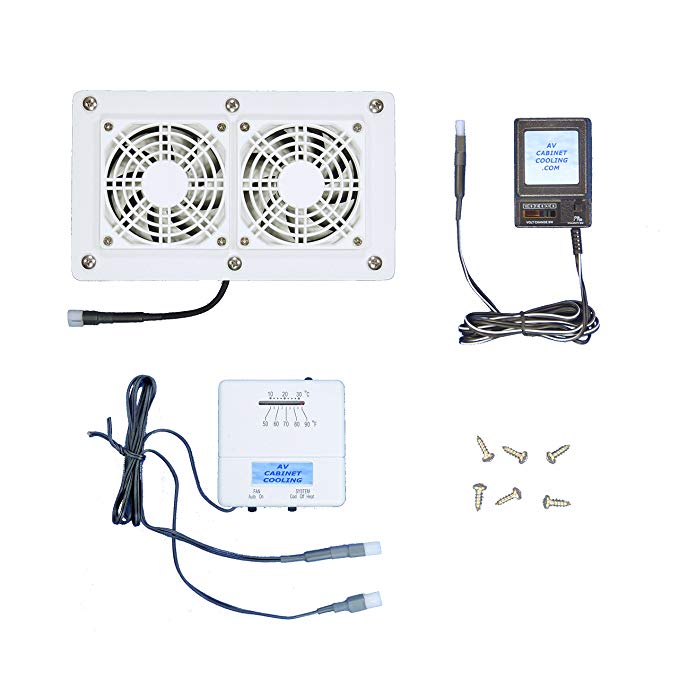 AV Cabinet/Desk Cooling fans with adjustable thermostat & multispeed/white model