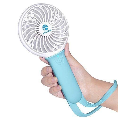 Ftonda Portable Handheld Fan,Rechargeable USB Powered Fan with Battery for Charging Smart Phone, Outdoor Fan with Light for Rio Olympic Games, Camping,Hiking,Climbling Cooling (Blue)