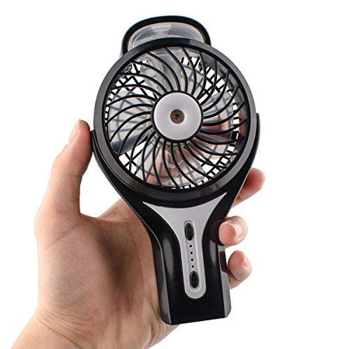 HJIAN Handheld Misting Fan Water Mist Fan Portable Personal Cooling Fan Mist Humidifier Fan with Built-in Rechargeable Battery (Black)