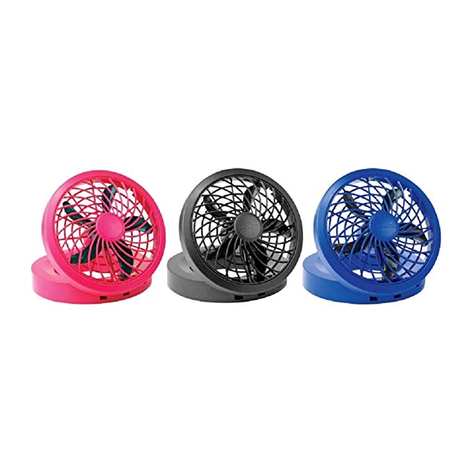 O2 Cool Portabke Usb Or Electric Fan 5 In. 1 Speed Assorted Colors, Black, Blue Ac Adapter, Dual Pow