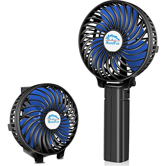 HandFan Small Handheld Fan, Mini Hand Fan/Desk Fan Folding Change Rechargeable Battery/USB Operated Electric Fan 3 Speeds Portable Fan Strong Wind Personal Fan（Black）