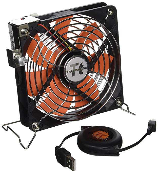 Thermaltake Mobile Fan 12 External USB Cooling 120mm Fan with One-touch Retractable USB power cable box for Notebook Laptop Desktop. AF0007