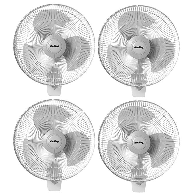 Air King 16 Inch Commercial Oscillating Wall Mount Fan (4 Pack)