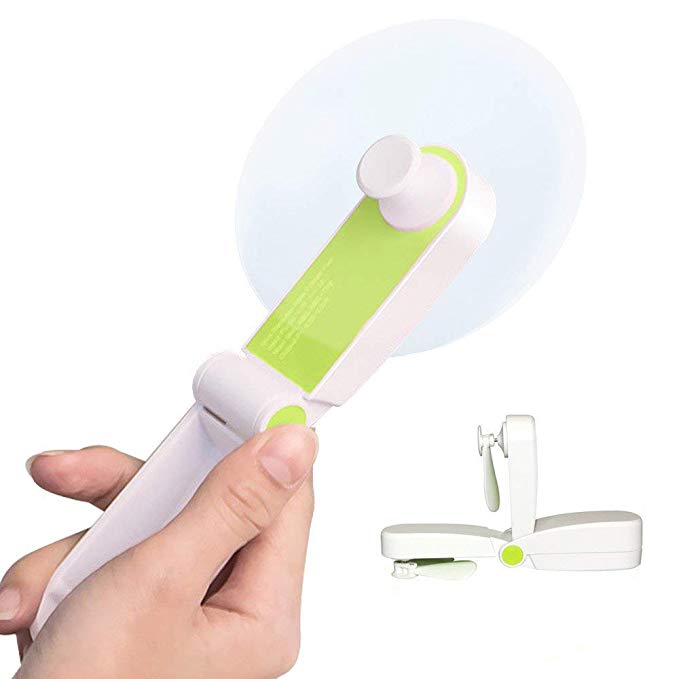 Jomilly Mini Handheld Personal Fans, Small Portable Pocket Little Fan for Home Office Hiking Travelling, USB Rechargeable, Two Modes, Soft TPE Material, Green.