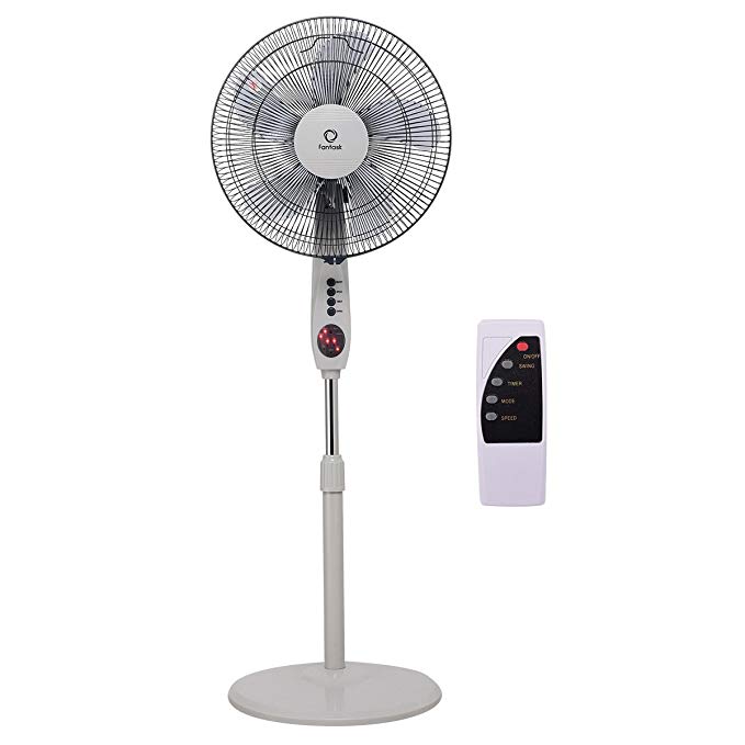 COSTWAY 15’’ Pedestal Fan 3-Speed 3 Mode 5 Blades Adjustable Oscillating Stand Fan with Remote Control