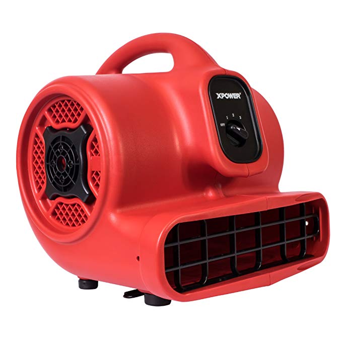 XPOWER P-430 1/3 HP Air Mover, Carpet Dryer, Floor Fan, Utility Blower - Red